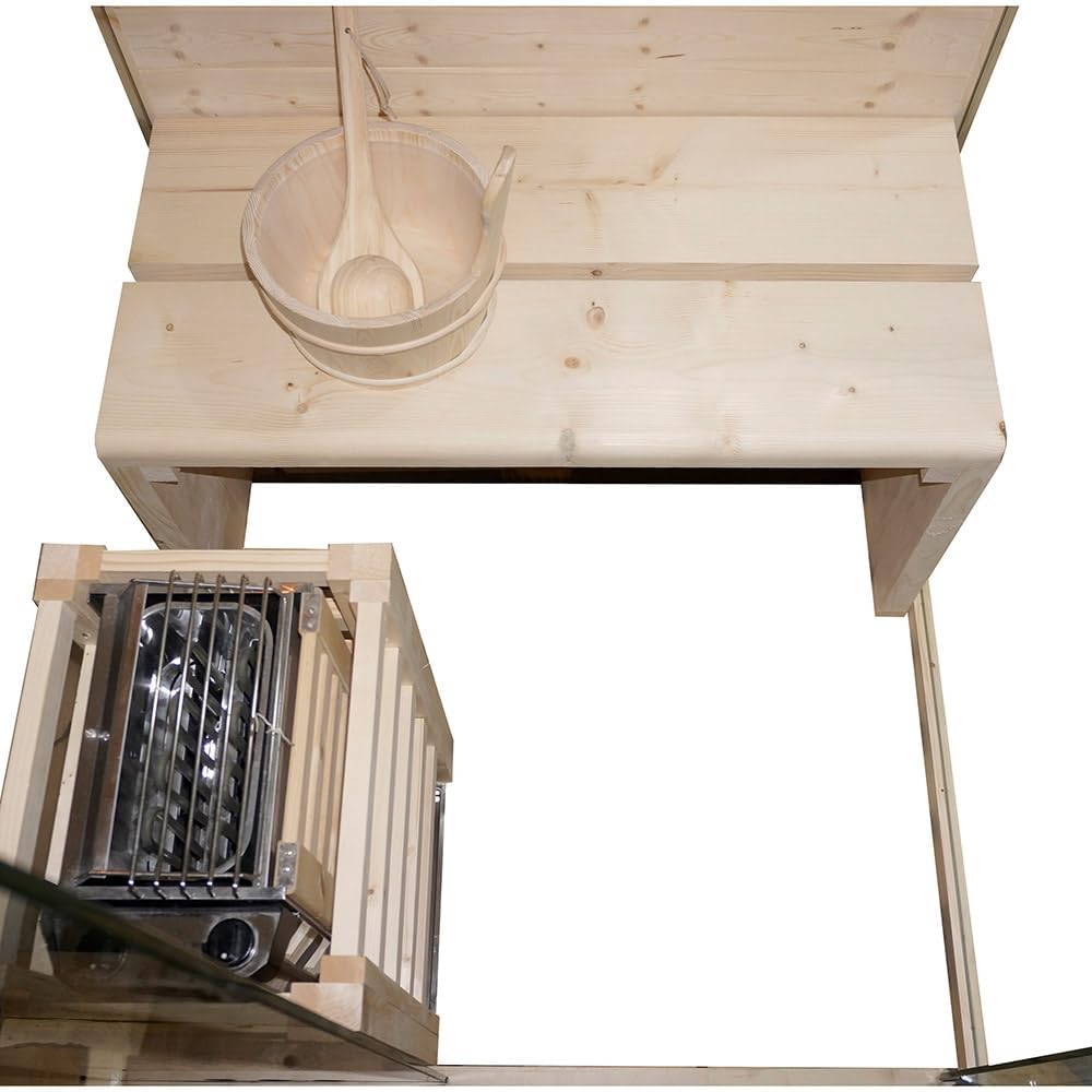 Home Deluxe - Traditionelle Sauna ARUNA S - Maße: ca. 100 cm × 110 cm × 190 cm, Holz: Fichtenholz, 8 mm klares Sicherheitsglas - inkl. Saunaofen und Saunazubehör
