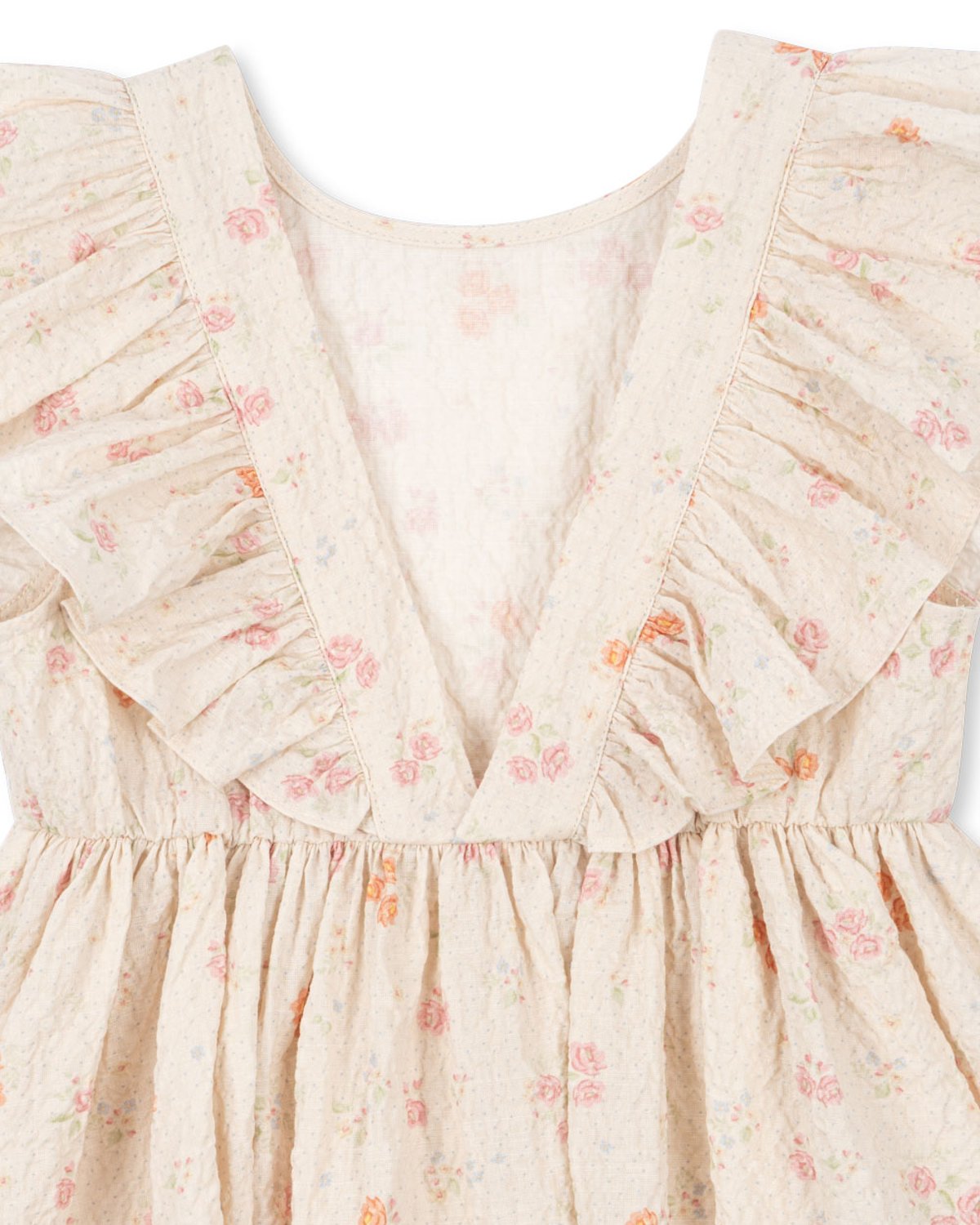 Kjole Barn M/ Volanger – Øko Bomull, Vevd Seersucker-Kvalitet | Elin Frill Dress