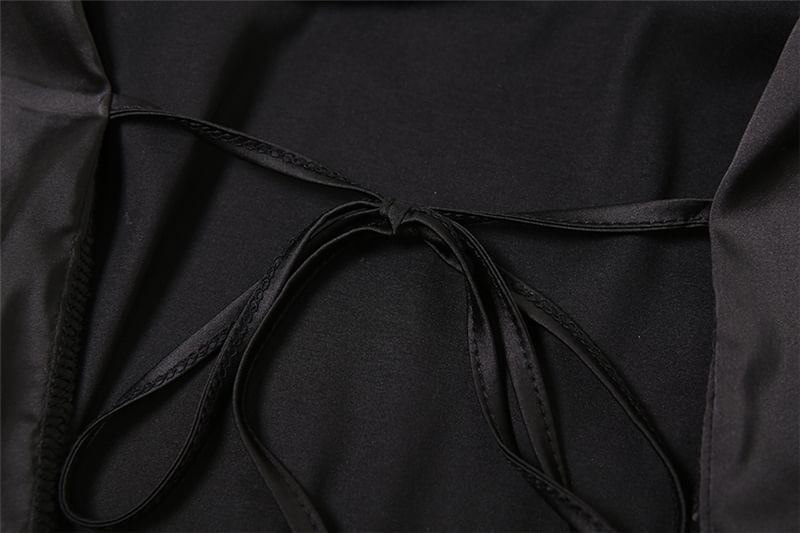 Emilyn - Blouse met lange mouwen, ronde hals, effen rug en strikbandjes