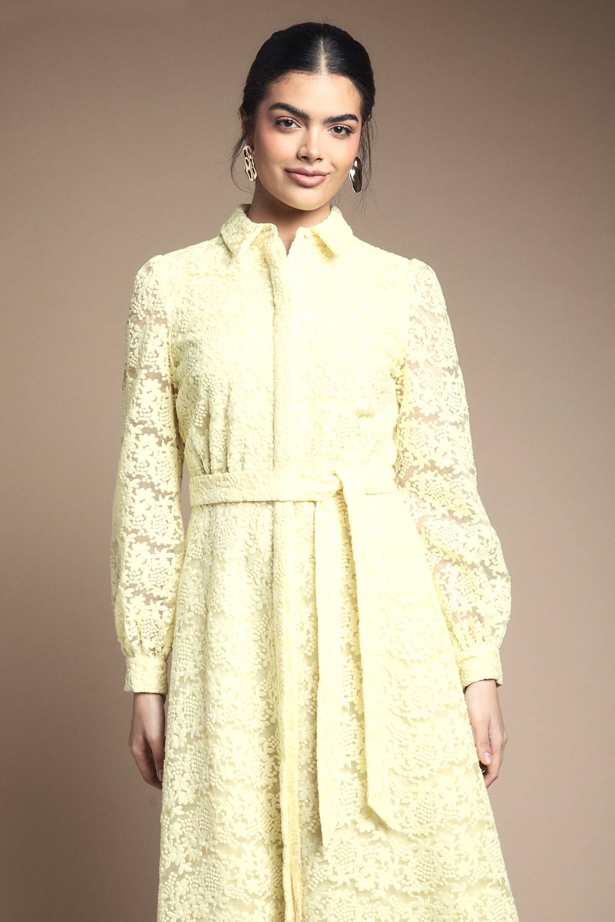 Wallis Robe Midi Chemisier En Organza À Broderies Florales
