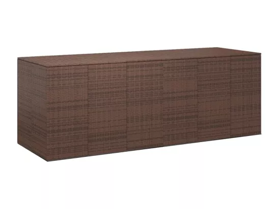 Boîte à coussins jardin Résine tressée 291x100,5x104 cm Marron
