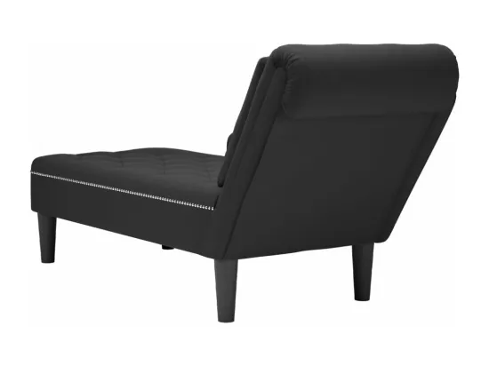Fauteuil long avec coussin et accoudoir droit noir velours