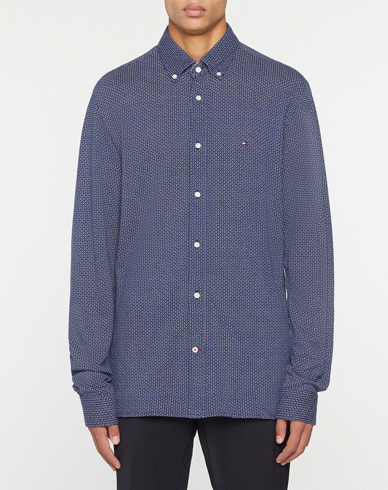 Tommy Hilfiger Chemise droite Jersey imprimée Géométrique bleu marine