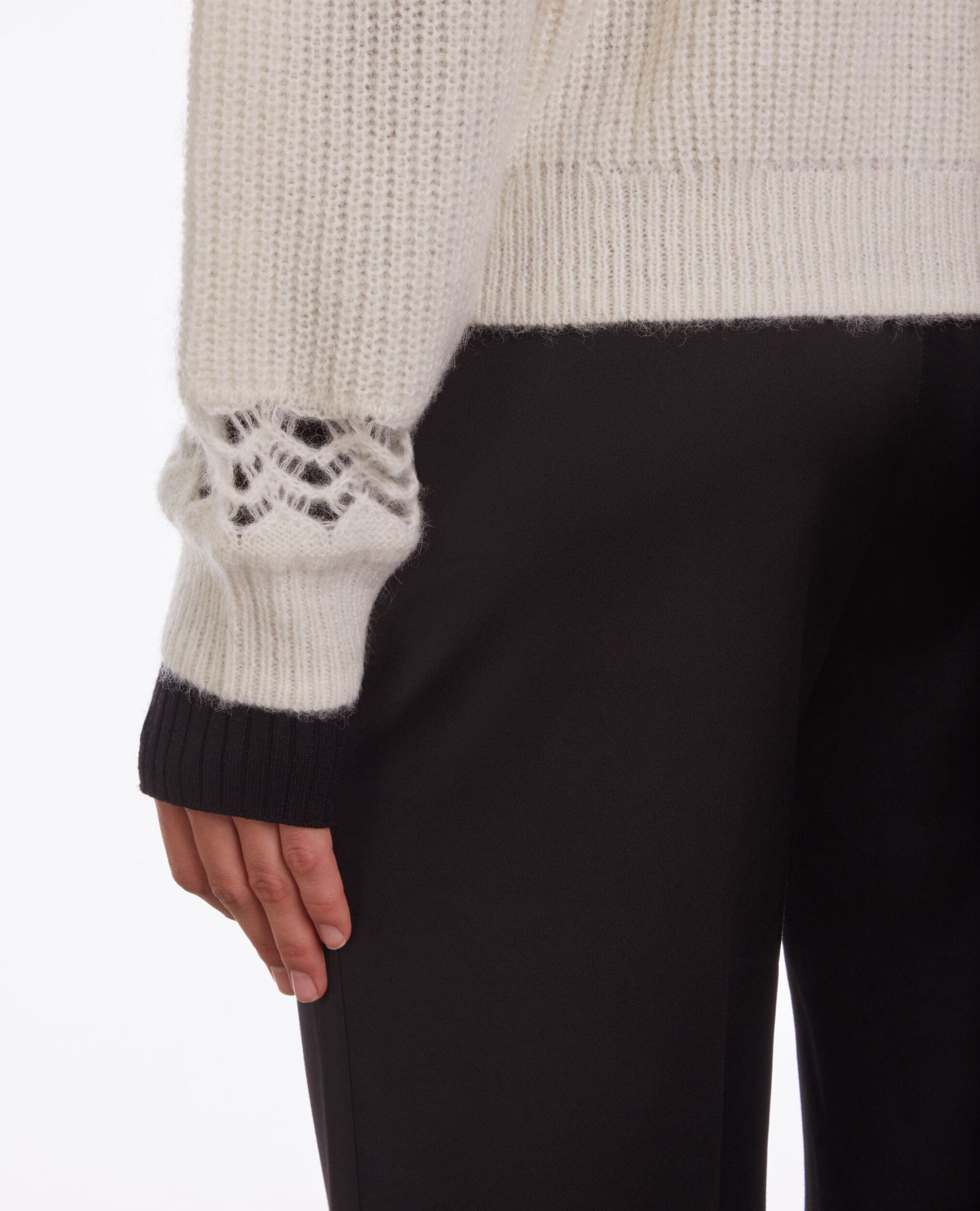 Cardigan écru en laine mélangée