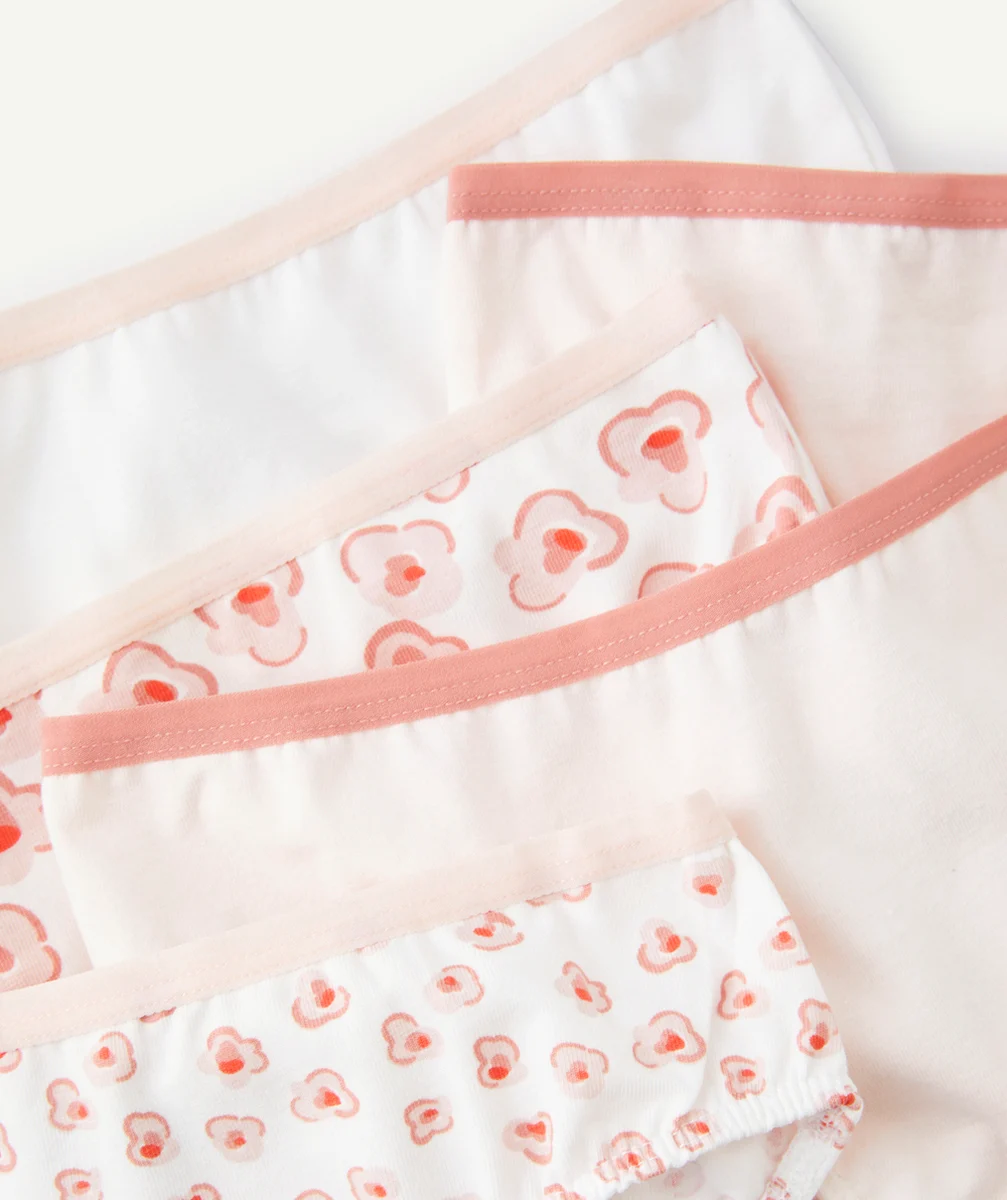 LOT DE 5 CULOTTES FILLE ROSE ET BLANC IMPRIMÉ FLEURI
