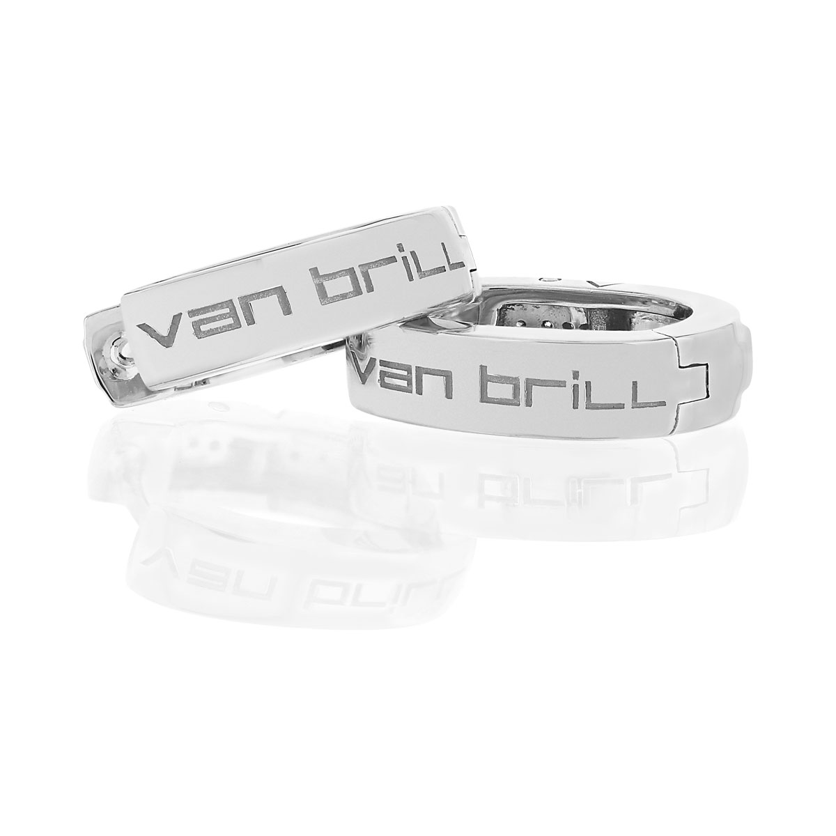 Créoles VAN BRILL or blanc 750, diamants.