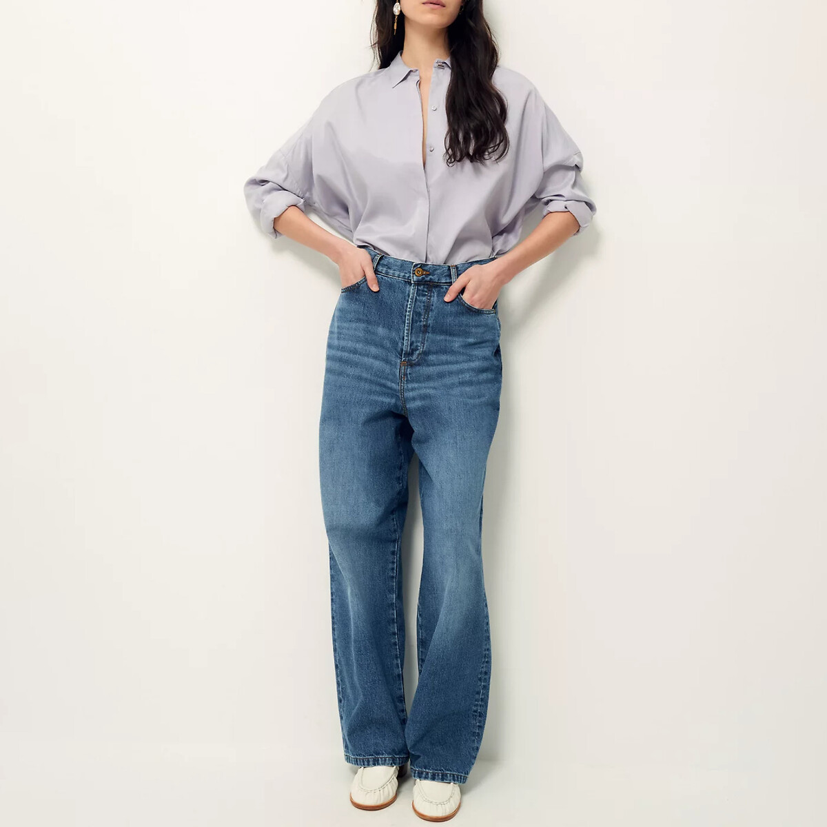 SESSUN<br>Calça jeans larga e de cintura alta, PAPERLOVE