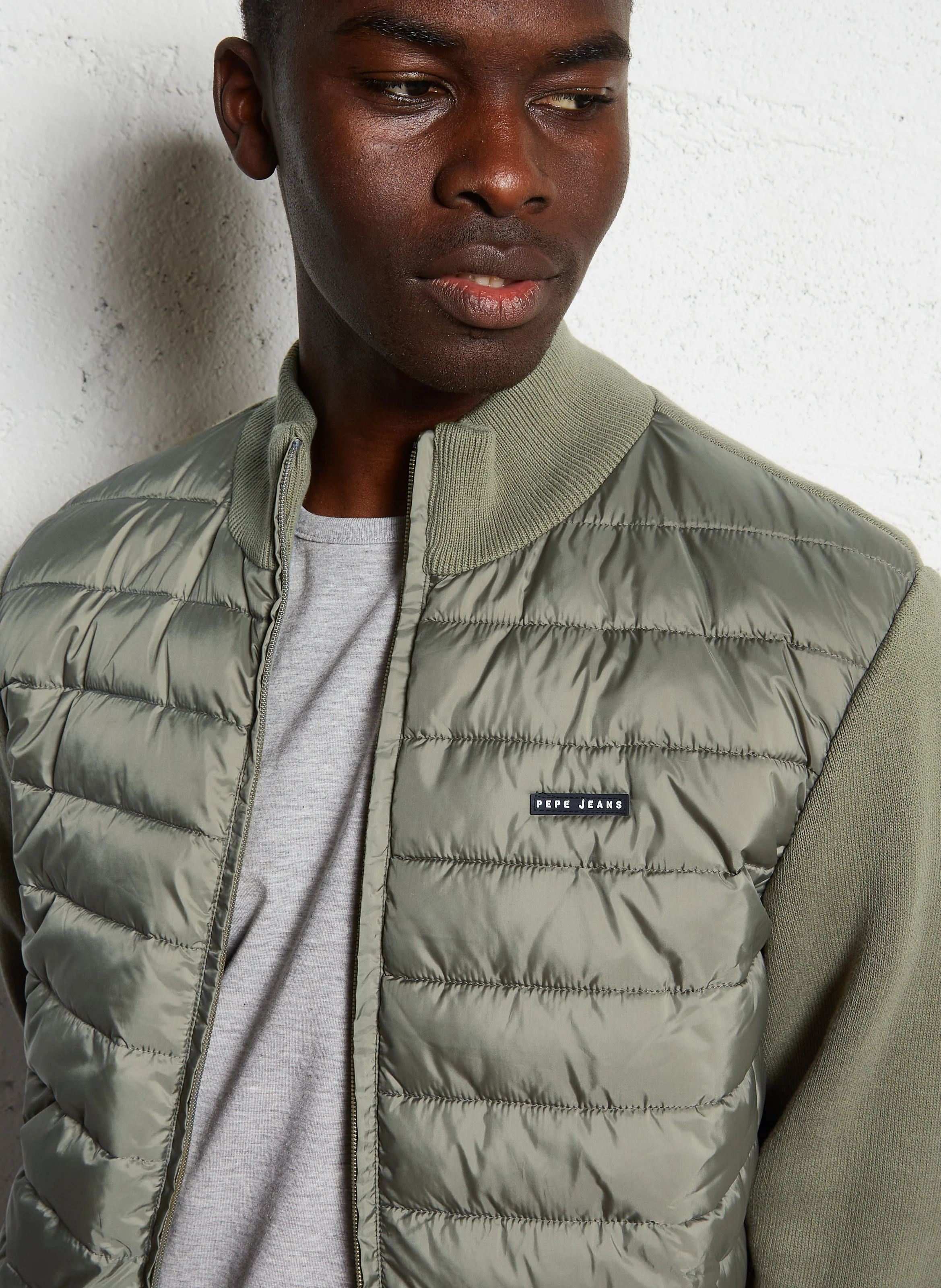 CLIFTON MOCK - Blouson col montant droit en coton mélangé | Vert