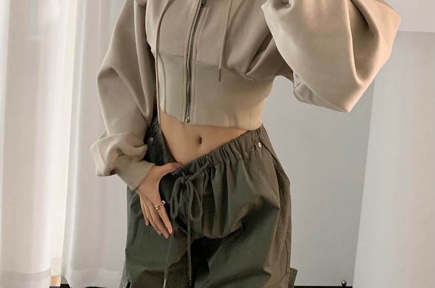 Asiris - Effen cropped hoodie met rits