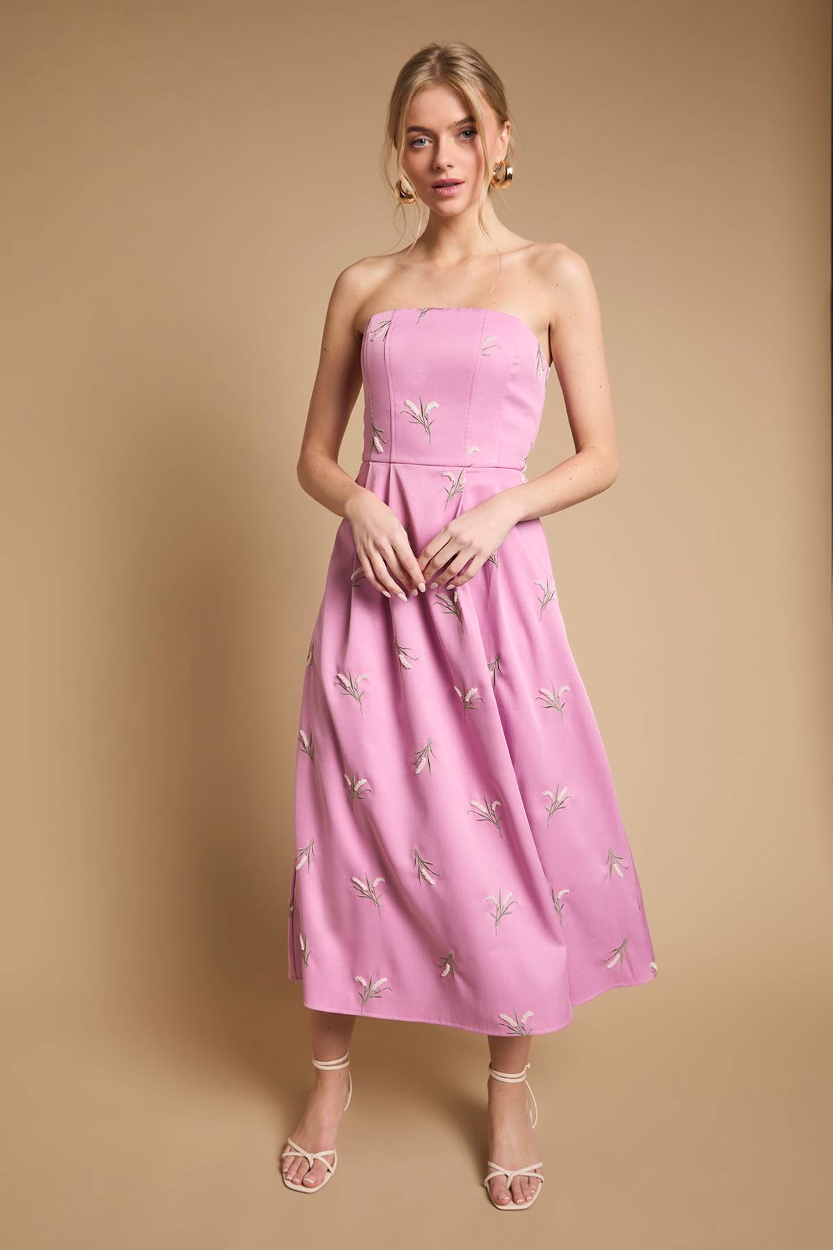 Oasis Robe Midi Bustier Cœur Brodée