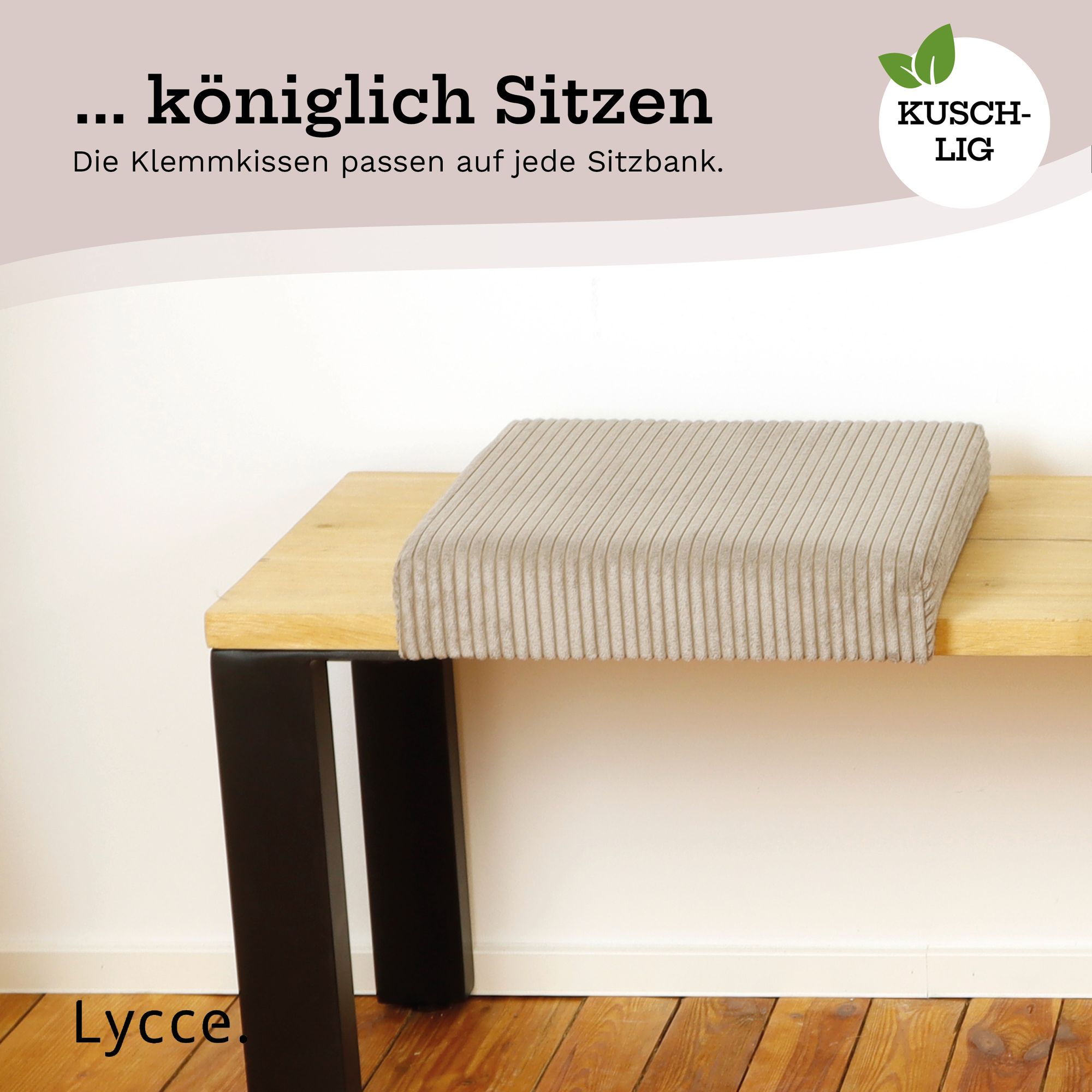 Lycce Klemmkissen Sitzkissen mit 1 Leiste, Cordstoff extra Polsterung