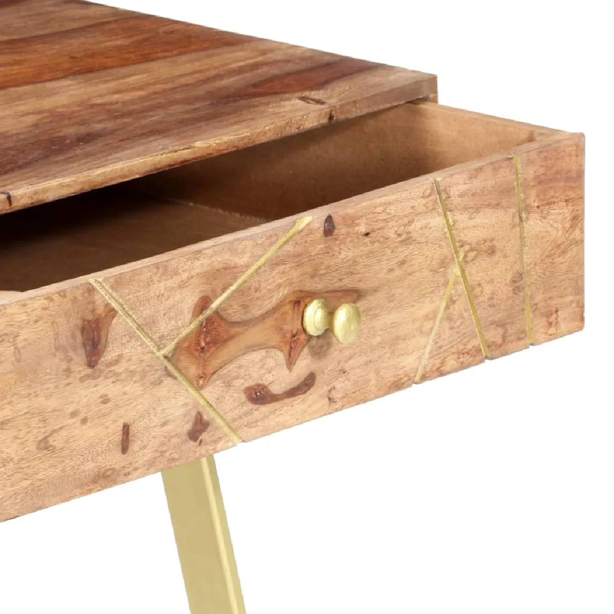 vidaXL Bureau avec tiroirs - Bois massif
