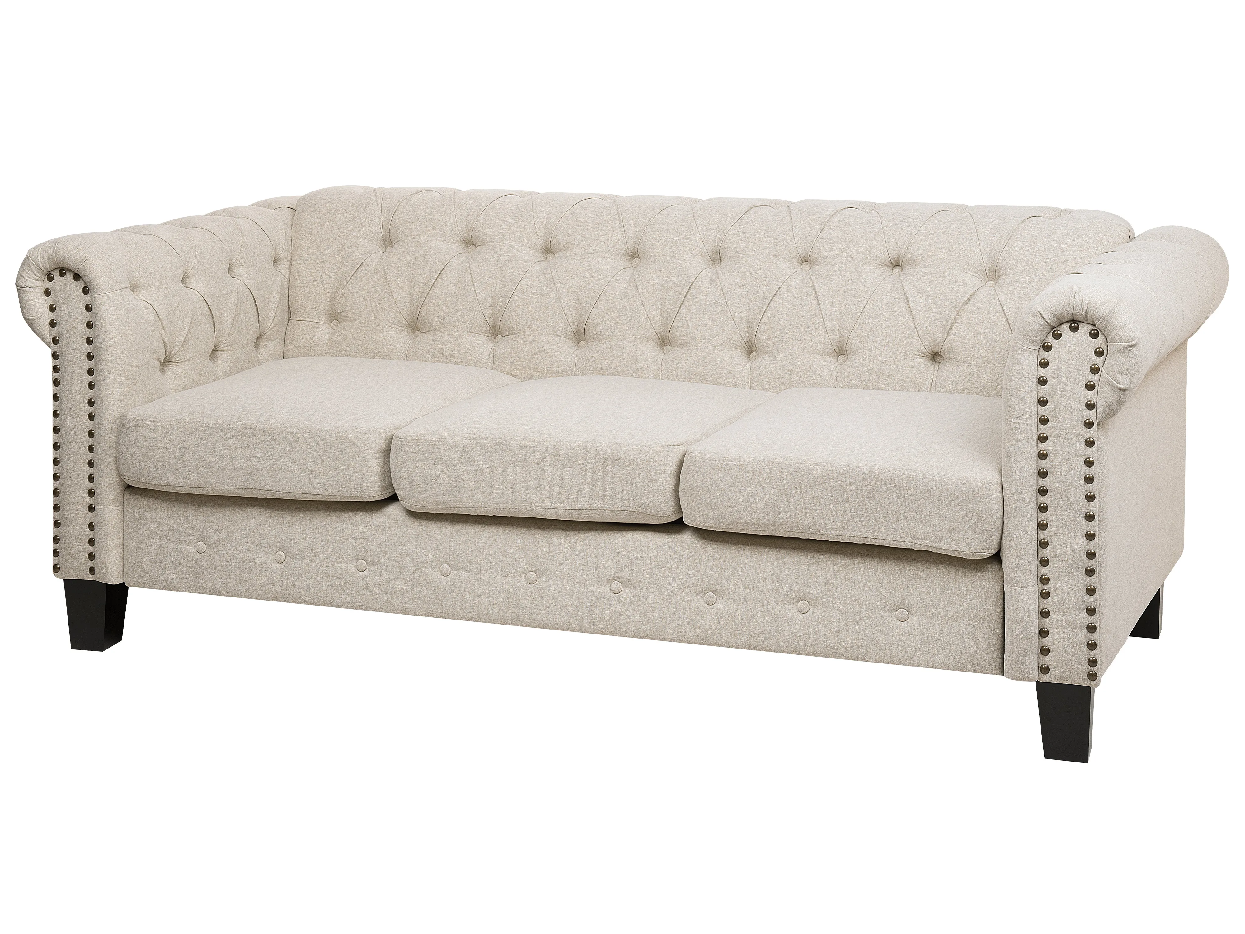 Bank 3-zits CHESTERFIELD Stof Beige