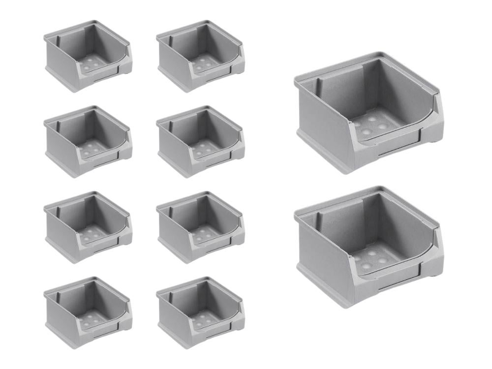 PROREGAL Value Pack 10x Grijze Opbergdoos 1,0 HxBxD 6 x 10 x 10 cm 0,4 Liter Opbergcontainer