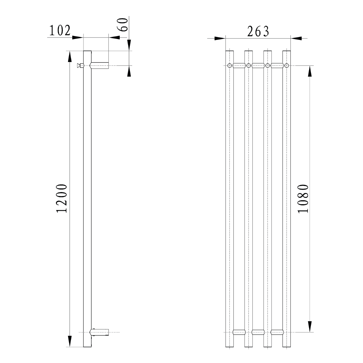 Sapho Papinado elektrische handdoekradiator 26.3x120cm chroom 85W