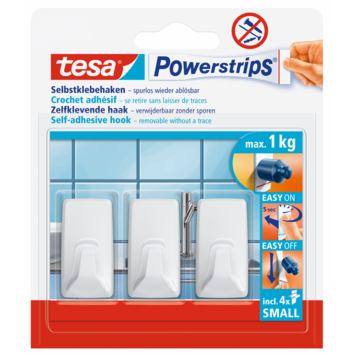 TESA POWERSTRIPS HAAK S RECHTHOEK WIT