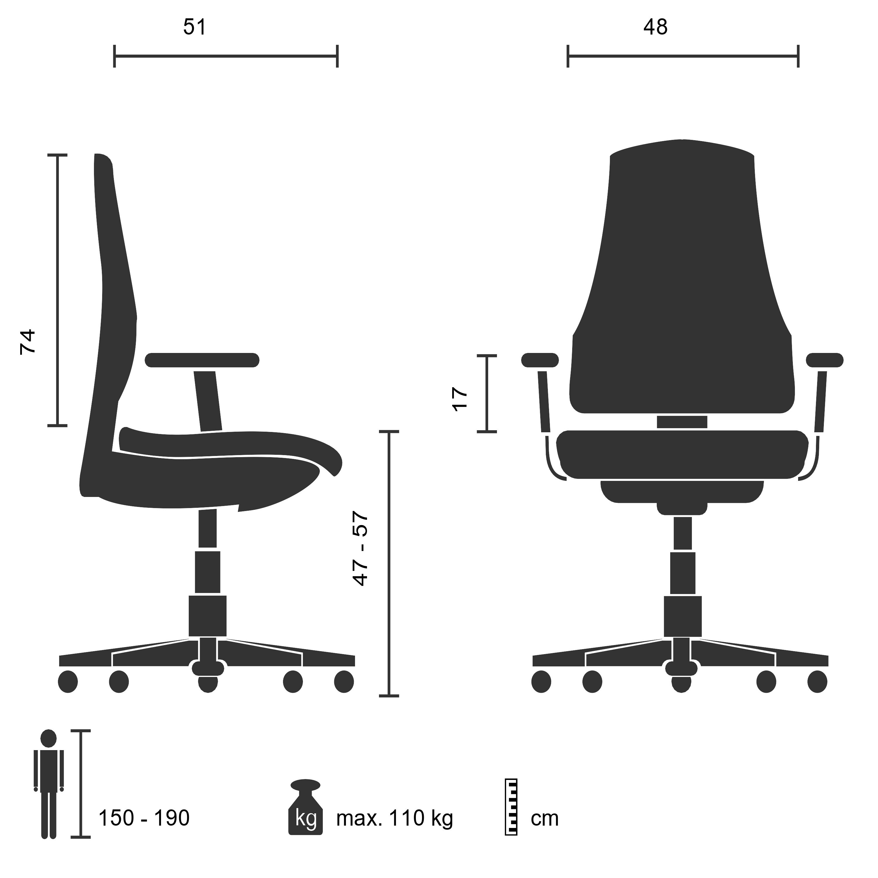 Home Office Bürostuhl SARANTO PLUS I Stoff mit Armlehnen hjh OFFICE