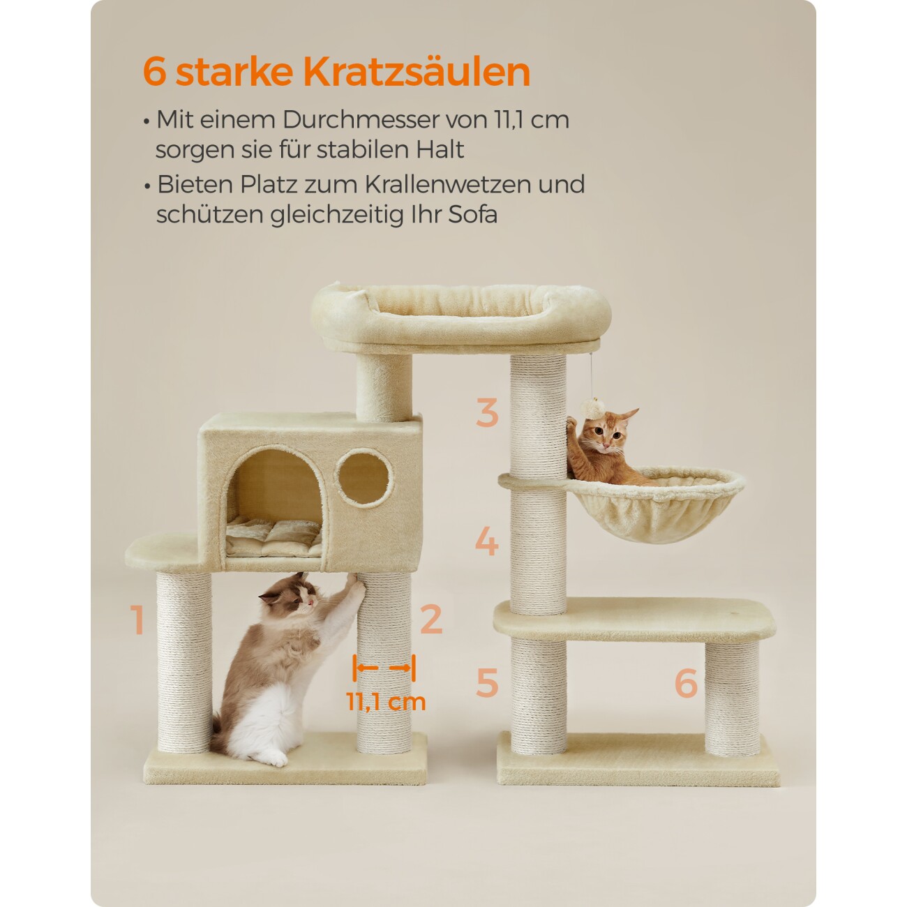 FEANDREA Kratzbaum 112cm beige beige