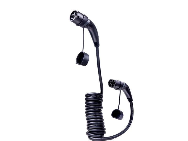 ANS Ladekabel Typ 2 32 A spiralisiert 5 m AC-Ladekabel Typ 2 32 A spiralisiert mit 5 m Länge