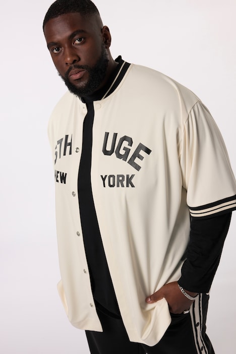 STHUGE T-Shirt, Halbarm, oversized, Brust-Print, Collegekragen, bis 8 XL