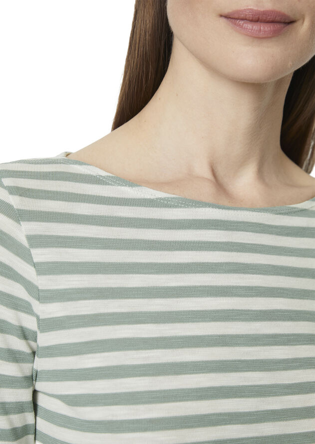 Marc O’Polo T-shirt, long sleeve, boat neck, st Multi/ faded mint