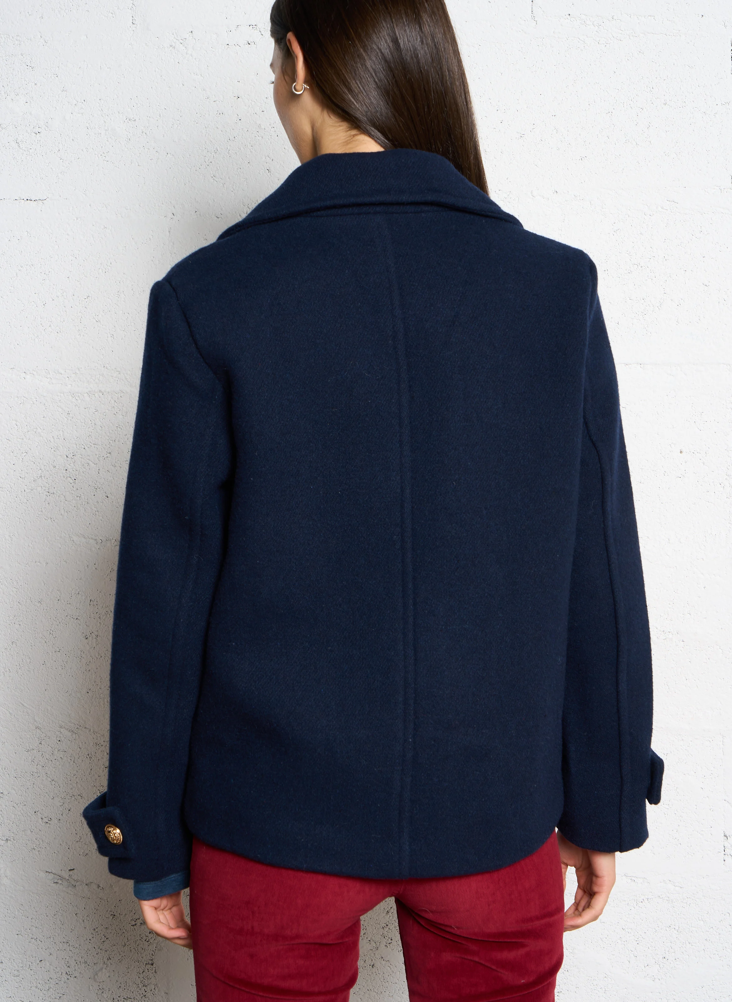 NATALIA - Caban droit col à revers | Bleu