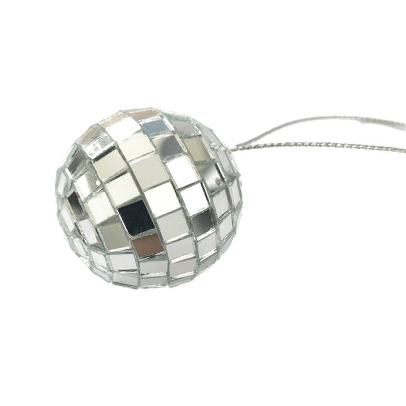 (6er Set) Ø5cm Mini Party Discokugel Aufhänger Spiegelkugel Tisch Deko - Silber