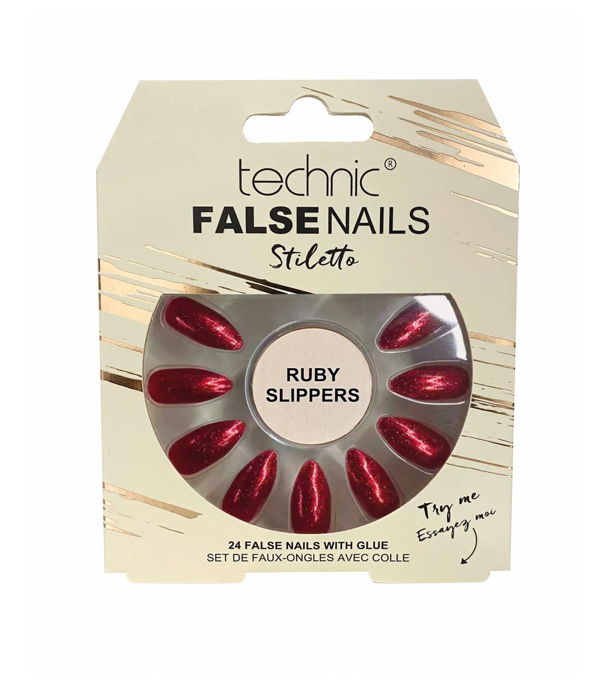Technic Cosmetics - Unhas Postiças False Nails Stiletto - Ruby Slippers