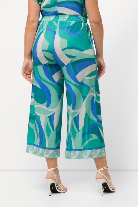 Jersey-Culotte, wadenlang, weites Bein, Elastikbund
