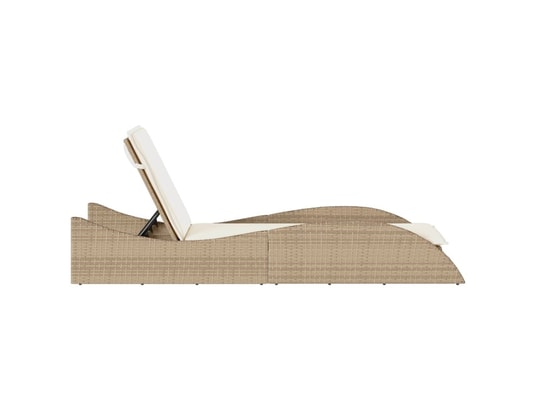 VIDAXL - Bain de soleil Chaise longue avec coussin beige 60x205x73 cm résine tressée