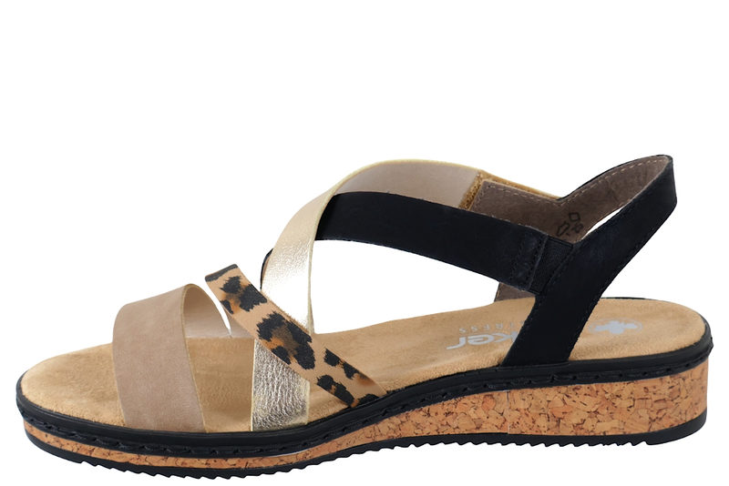 RIEKER SANDAL I MULTIFARVET PU