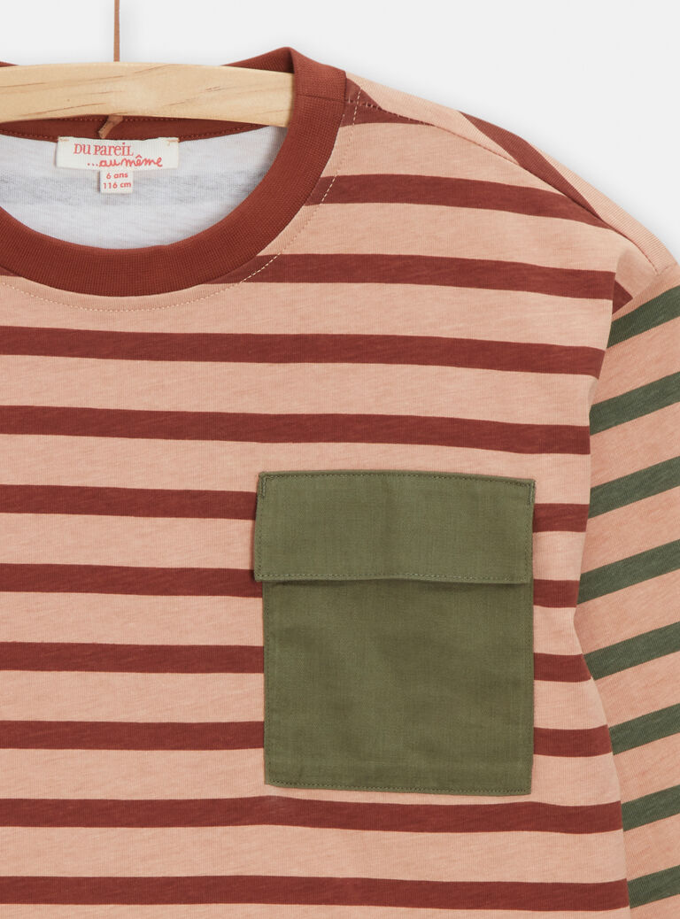 T-shirt bicolore à imprimé à rayures pour garçon