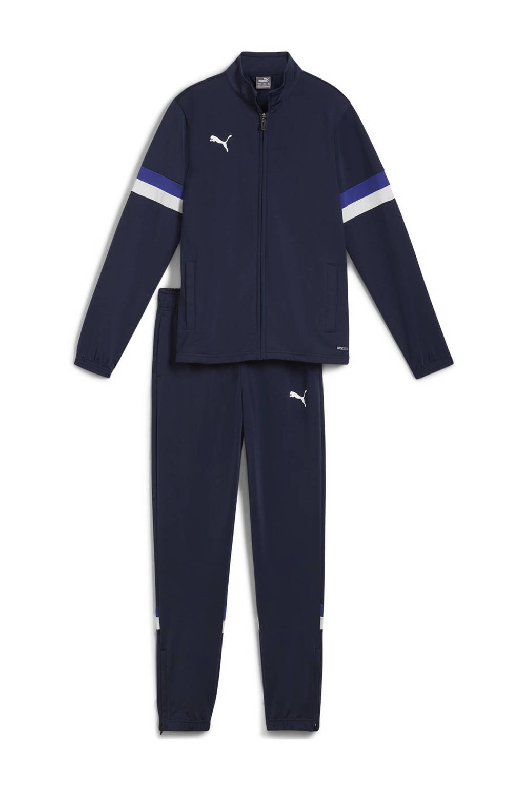 Puma Juniortrainingspak donkerblauw/kobaltblauw/wit