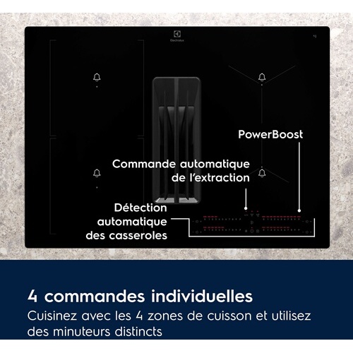 Plaque de cuisson avec hotte intégrée Electrolux KCC73443 + HOTTE INTEGREE