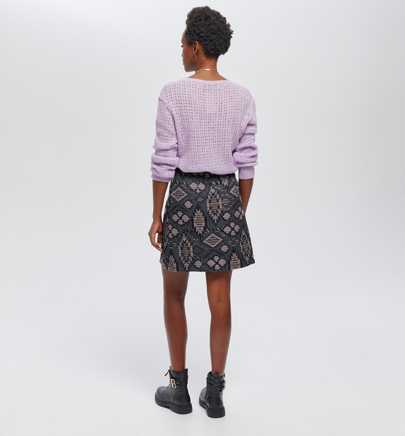 Jupe courte jacquard Femme - Imprimé multicolore