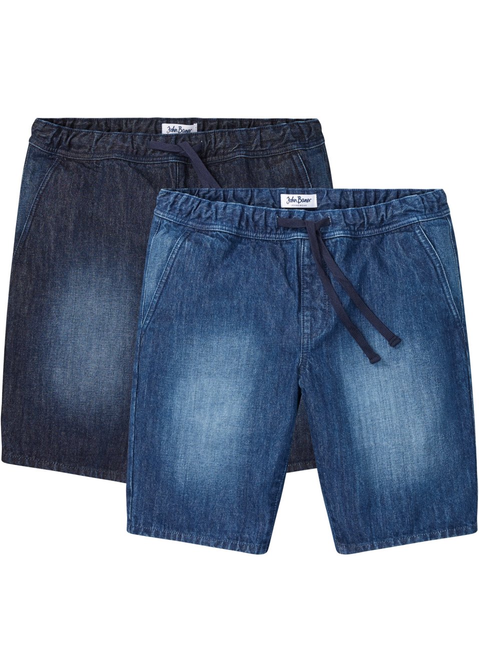 Lot de 2 bermudas en jean avec taille élastiquée, Regular Fit