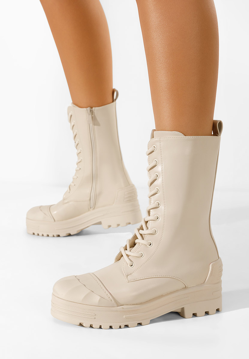 Bottines à lacets beige Serrato