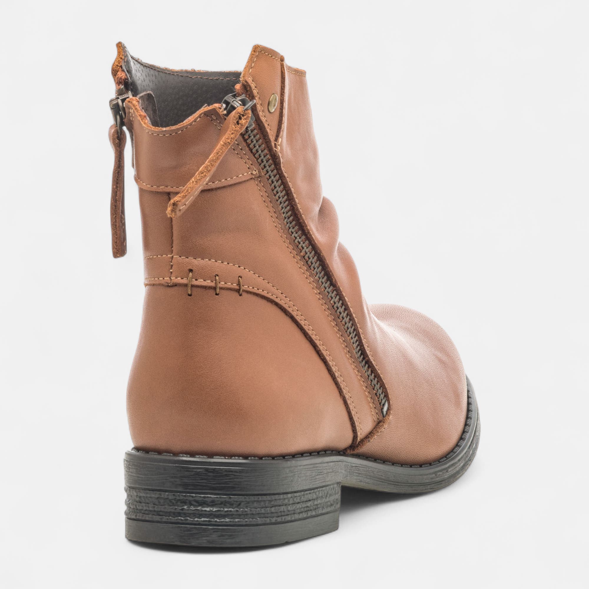 Bottines Femme en cuir cognac