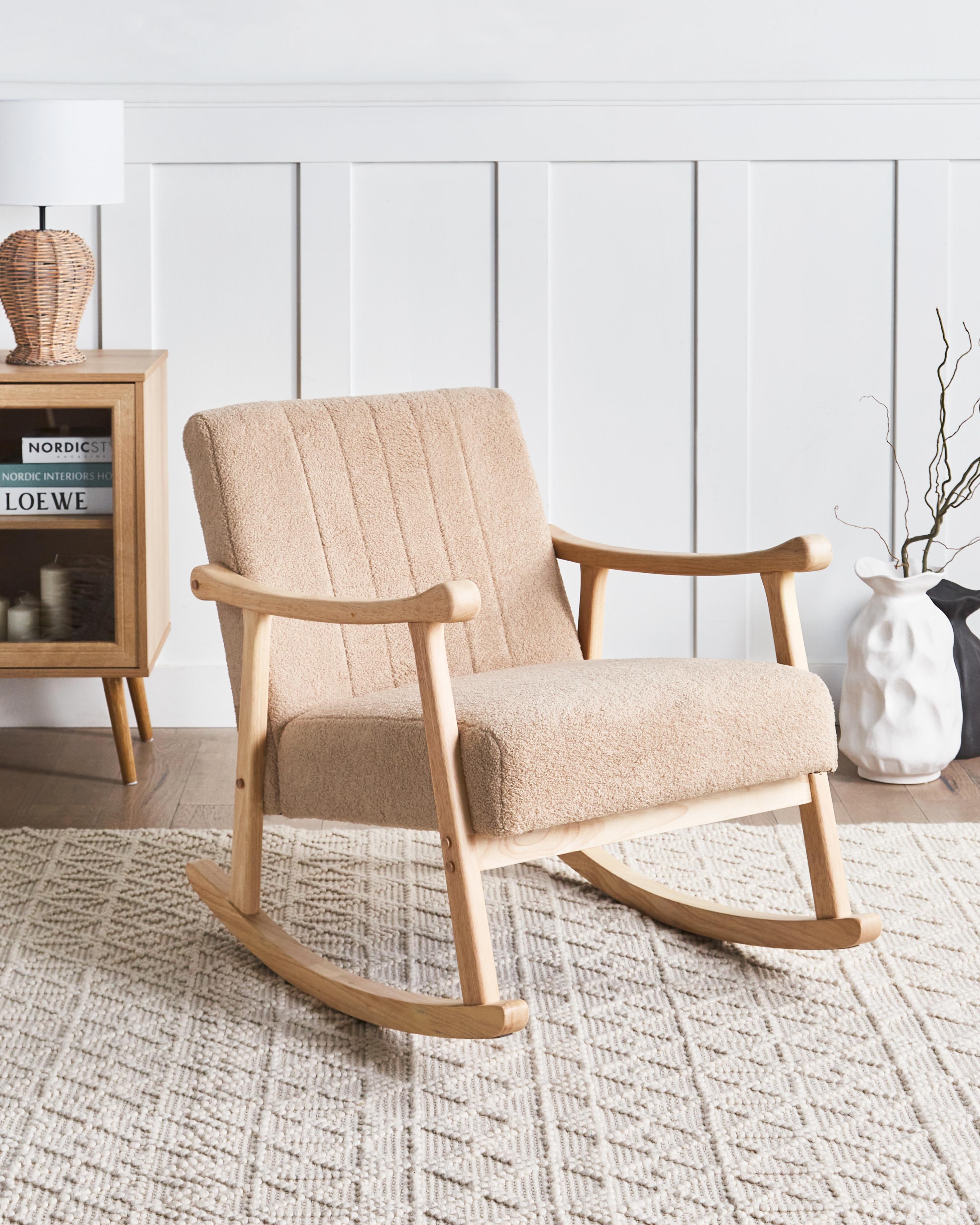 Schommelstoel LEKNES Bouclé Beige