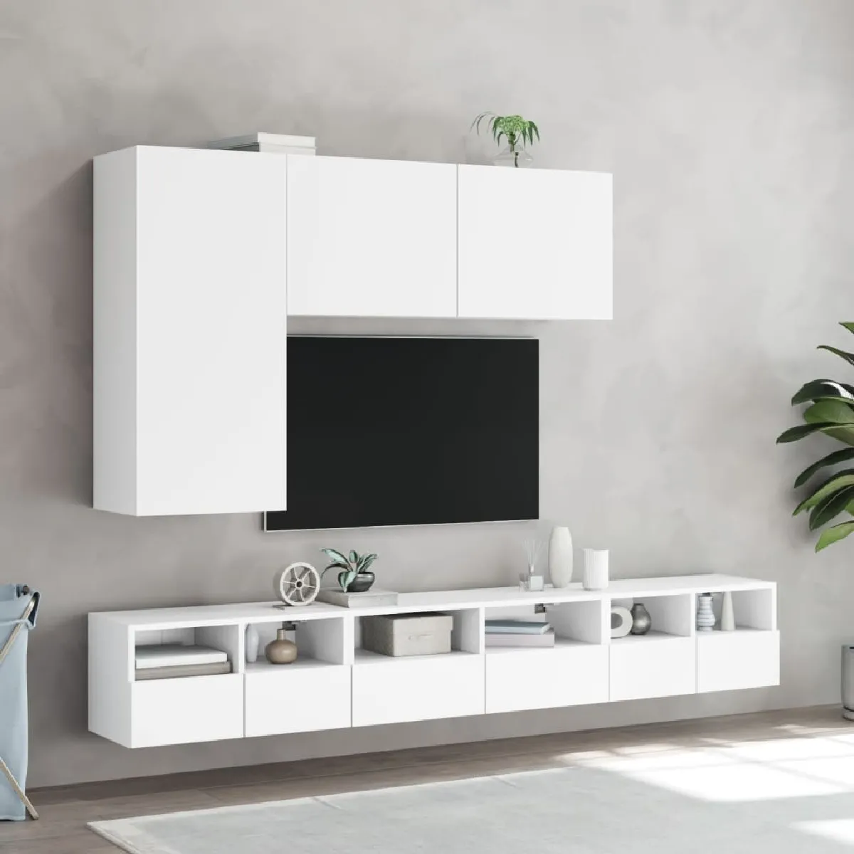 vidaXL Meuble TV Mural - Blanc