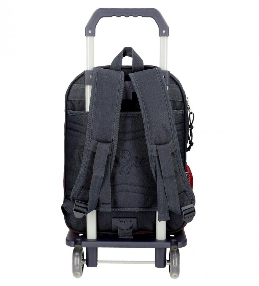 Pepe Jeans Mochila escolar dos compartimentos Pepe Jeans Clark 40cm con carro rojo
