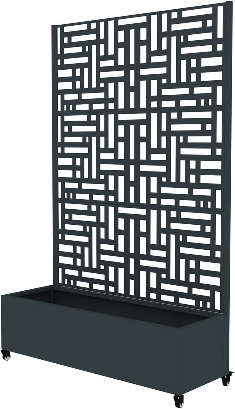 WESTMANN Dekora 3 Pflanzkasten mit Rankgitter | 120x40x180 cm | mobil auf Rollen | Sichtschutz & Rankhilfe | pulverbeschichteter Stahl | RAL 7016 | mit Entwässerung | wetterfest | inkl. Montagemateri
