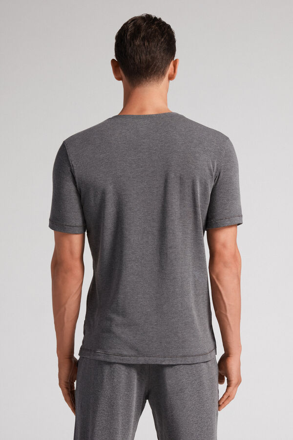 Camiseta de manga curta em modal e cashmere