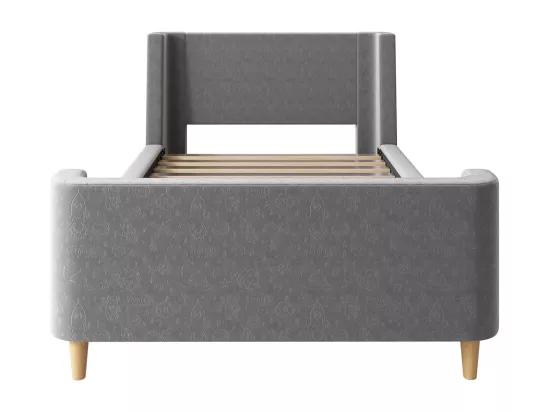 Lit d'enfant Lit rembourré,Lit traîneau, 90 x 200 cm, Pour garçons & filles, Gris,Sans matelas