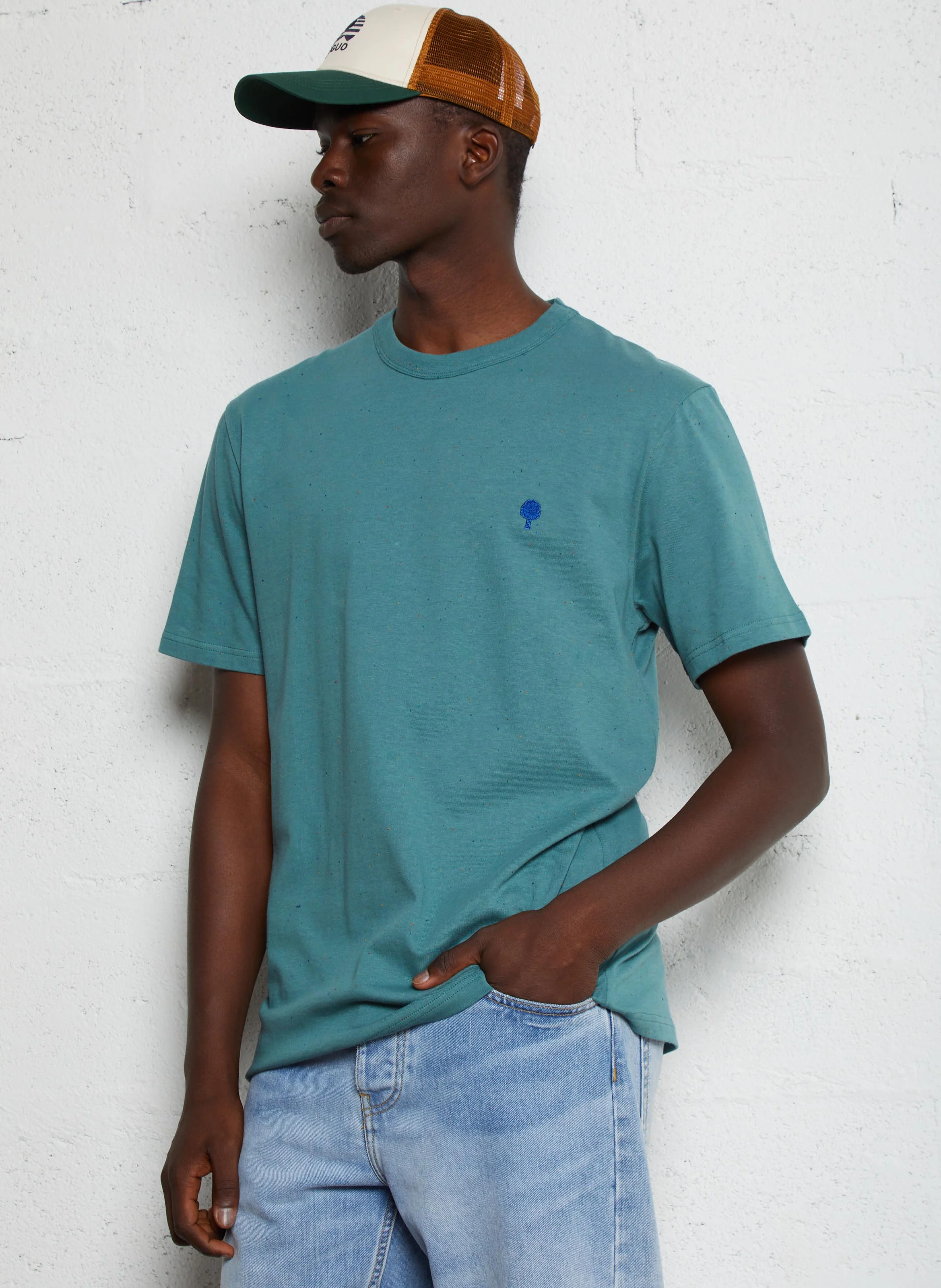LUGNY - Tee-shirt col rond en coton mélangé | Vert