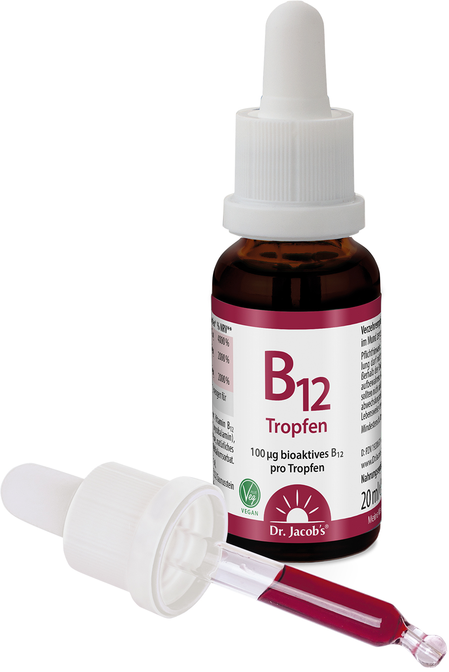 DR. JACOB'S Vitamin B12 100 mcg<br>20 ml, Flasche, Tropfen, Methylcobalamin vegan