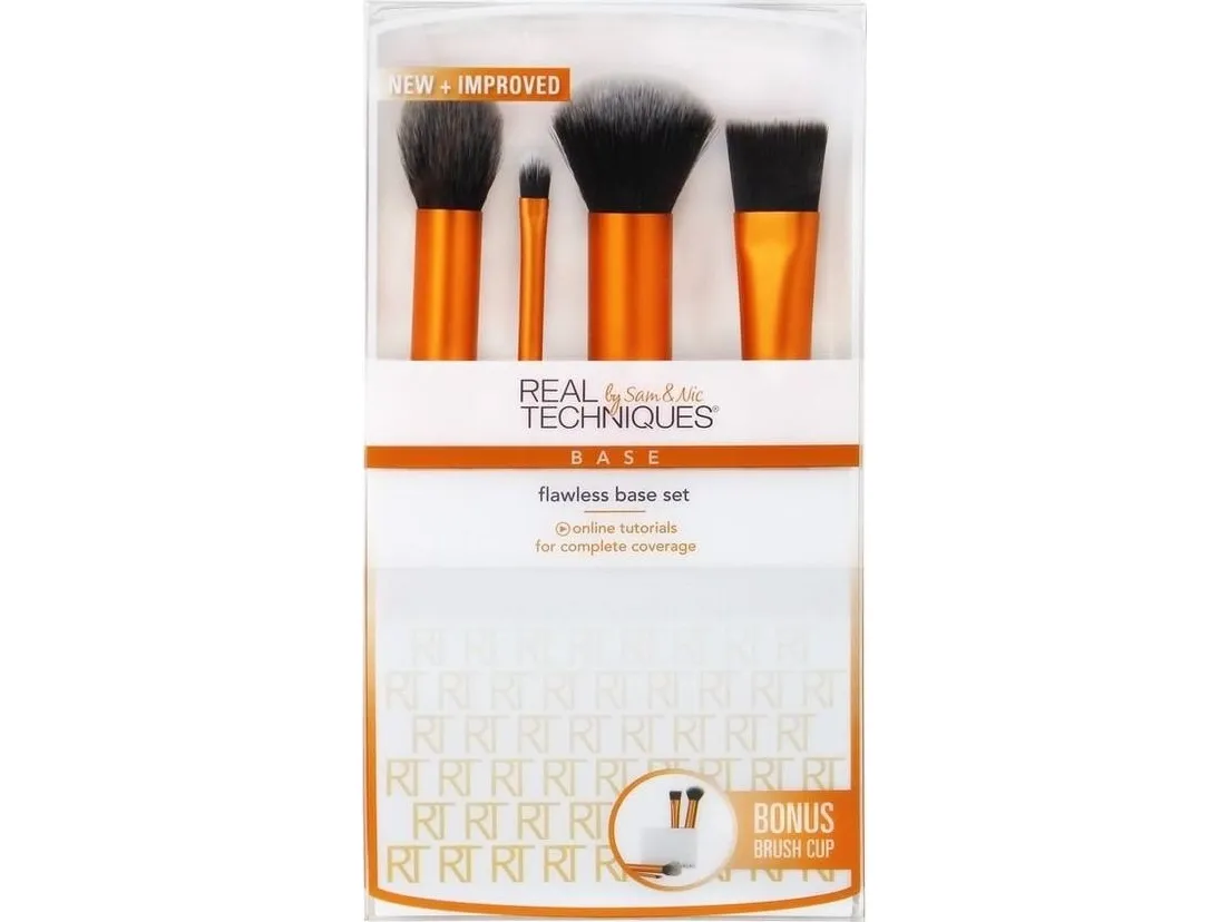 Real Techniques REAL TECHNIQUES_SET Base Flawless Bse Set contouring brush   precise brush   powder or mineral foundation brush   foundation brush   brush container