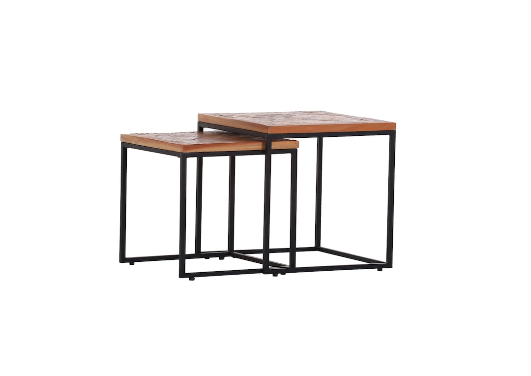 INTERhome Beistelltisch SIESTA 2er Set Recycled Altholz/Metall