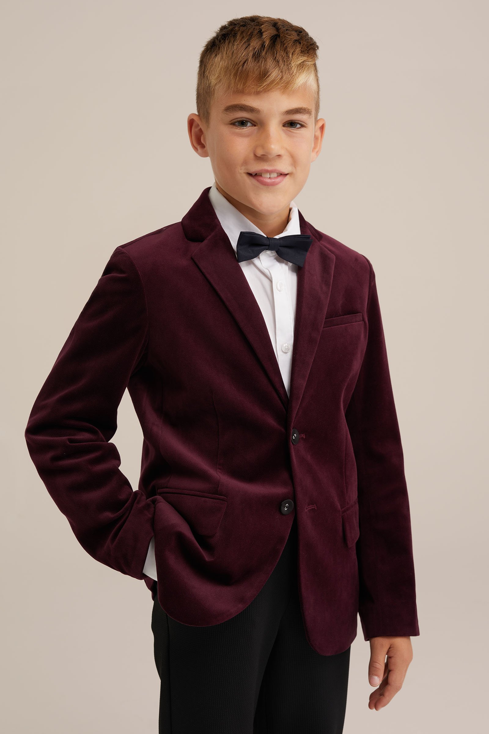 Jongens velvet blazer WE Fashion Bordeauxrood