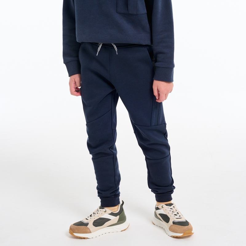 Pantalon de jogging molleton poches zippées bleu garçon